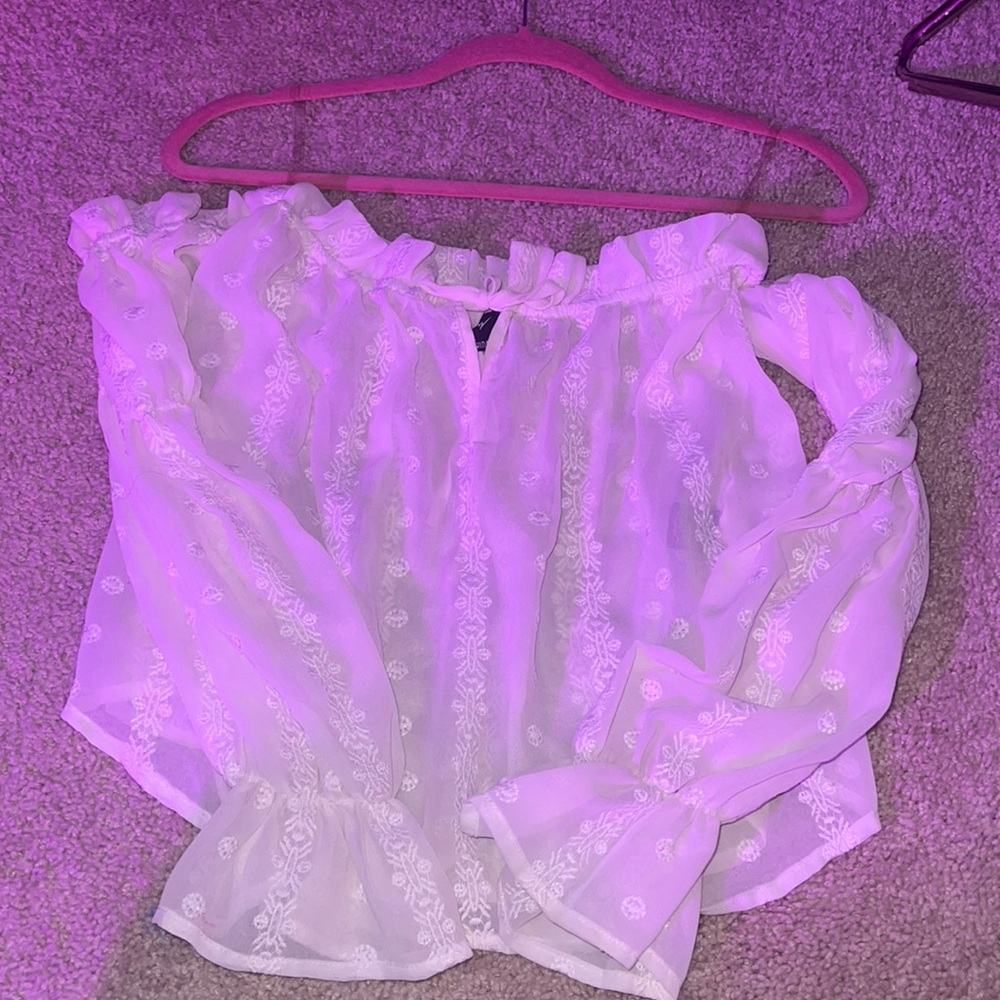Off the shoulder white girly top